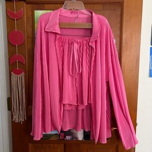 Pink Pleated Women's Set